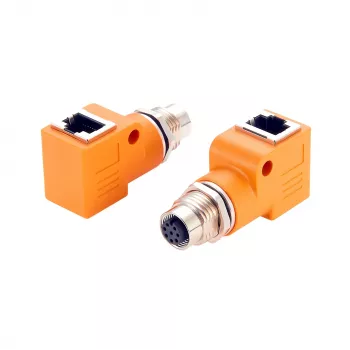 EXSYS M12 Codificação A 8 Polos Conector Fêmea para Conector Fêmea RJ45 Adaptador 90° EX-49503