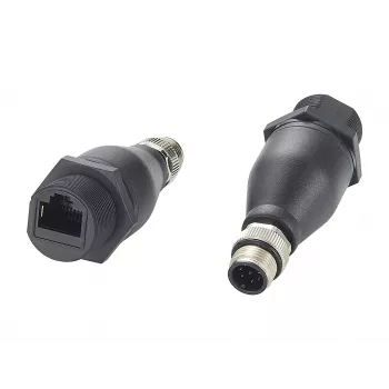 EXSYS EX-49504 M12 Codificação A 8 Polos Conector Macho para Conector Fêmea RJ45 Adaptador Ethernet Industrial, IP67