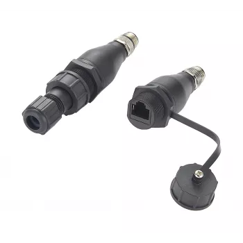 EXSYS EX-49504 M12 Codificação A 8 Polos Conector Macho para Conector Fêmea RJ45 Adaptador Ethernet Industrial, IP67