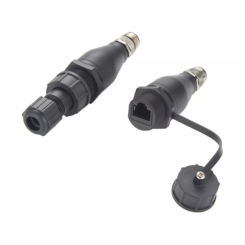 EXSYS EX-49504 M12 Codificação A 8 Polos Conector Macho para Conector Fêmea RJ45 Adaptador Ethernet Industrial, IP67
