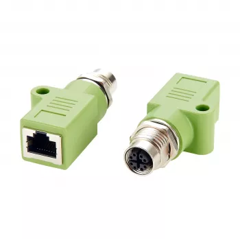 EXSYS M12 Codificação X 8 Polos Conector Fêmea para Conector Fêmea RJ45 Adaptador, 10Gbps, IP67, Latão Niquelado EX-49541