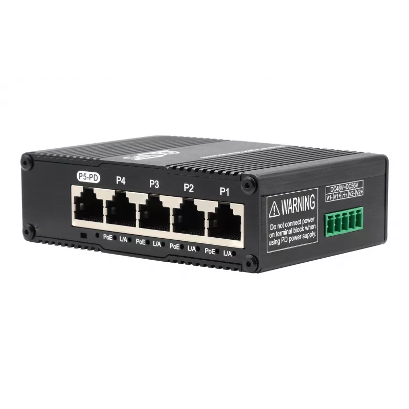 EXSYS Mini Switch Ethernet PoE Pass-Through de 5 Portas - 5x10/100/1000Tx (EX-62020POE-P)