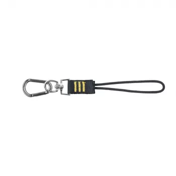 C.K Tools T8007 cabo de segurança para ferramentas com anel em D e mosquetão, laço ajustável, carga máx. 5 kg, 1,2 m, preto/amarelo
