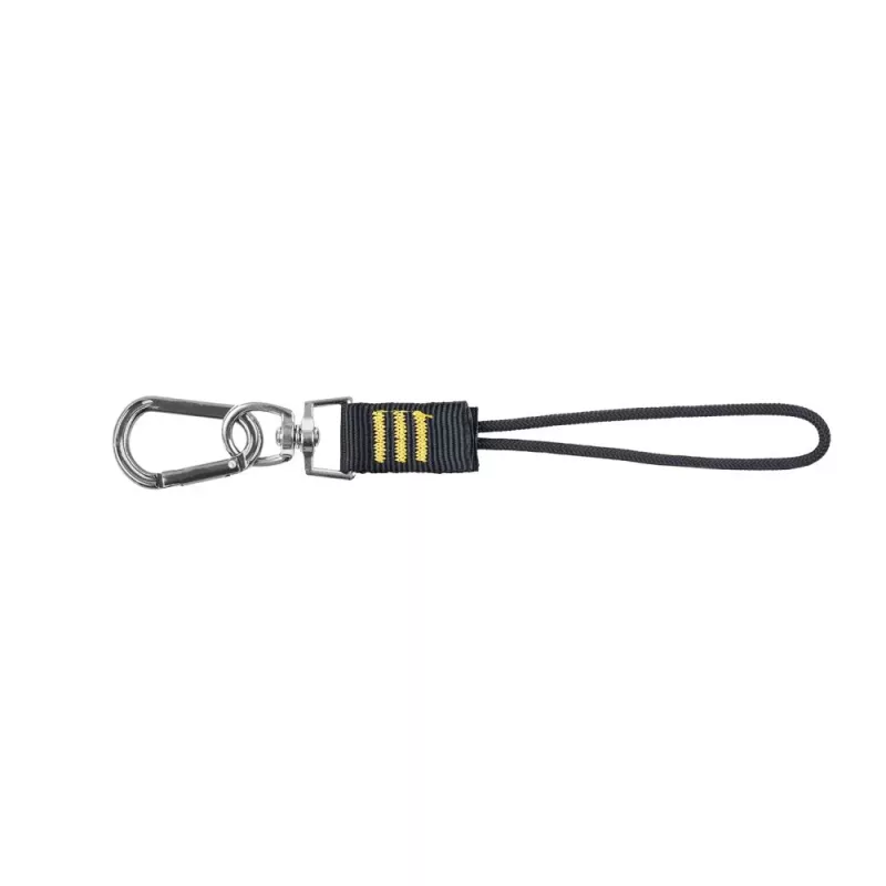C.K Tools T8007 cabo de segurança para ferramentas com anel em D e mosquetão, laço ajustável, carga máx. 5 kg, 1,2 m, preto/amarelo
