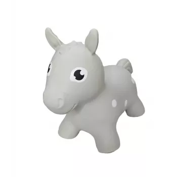 Gerardo's Toys cavalo saltitante cinzento brinquedo para crianças a partir de 12 meses, saltador insuflável com bomba, suporta 50 kg, interior e exterior