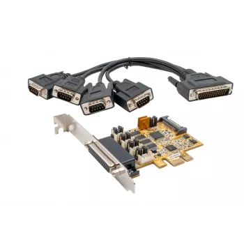 EXSYS EX-44354 placa PCIe 4 portas RS-232 série com suporte Low-Profile, chipset FTDI