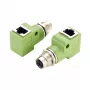 EXSYS EX-49543 adaptador M12 X-coded 8 pinos fêmea para RJ45 fêmea 90°, 10GbE, IP67
