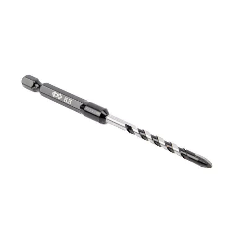 Broca para azulejos C.K Tools T3115 055 com ponta de metal duro 5,5 mm, encaixe sextavado de 1/4