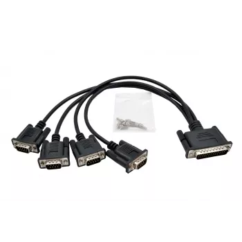 EXSYS EX-OPTC44-9-SM Cabo Octopus 4 x 9 Pin Serial RS-232 Cabo breakout, ficha HD44 macho para 4x fichas DB9 macho, 0,6m, preto