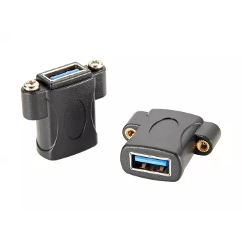 EXSYS EX-49301 Adaptador de encaixe USB 3.2 Gen 1, conector fêmea USB-A para conector fêmea USB-A, 5Gbps, preto