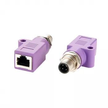 EXSYS EX-49520 Adaptador Ethernet industrial blindado M12 D-Code 4-Pin macho para ficha RJ45 fêmea