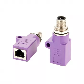EXSYS EX-49520 Adaptador Ethernet industrial blindado M12 D-Code 4-Pin macho para ficha RJ45 fêmea