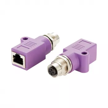 EXSYS Adaptador Ethernet industrial M12 D-Code 4-Pin fêmea para ficha RJ45 fêmea EX-49521