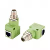 EXSYS Adaptador Ethernet industrial M12 X-codificado 8 pinos macho para ficha RJ45 fêmea 90° , 10Gbps, IP67, blindado EX-49542