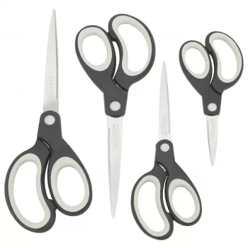 Rapesco Conjunto de tesouras Soft Grip, 4 peças, lâminas de aço inoxidável, preto/cinzento 1574