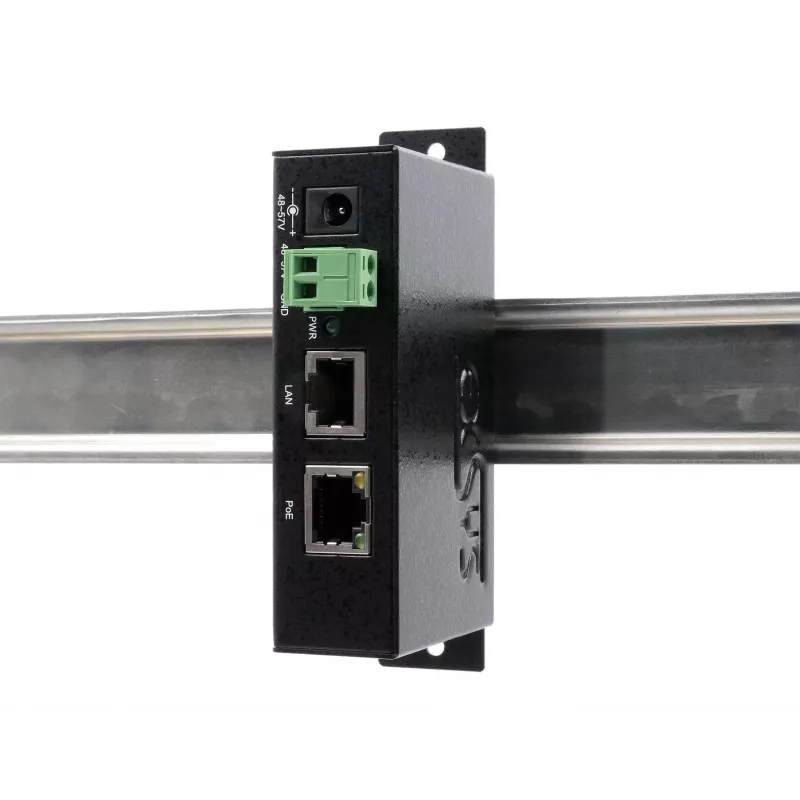 EXSYS EX-6009POE Injetor Gigabit PoE++ 90W, entrada de bloco de terminais 48-57V DC, IEEE 802.3bt Type 4, montagem em calha DIN/parede