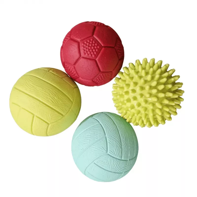 Gerardo's Toys GT7710 Conjunto de bolas de massagem e sensoriais para bebé, 4 peças, várias texturas e cores, a partir dos 6 meses