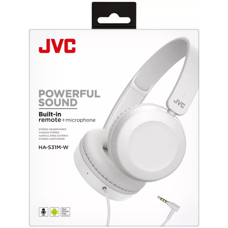 JVC Auscultadores intra-auriculares com fio e microfone, branco