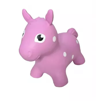 Gerardo's Toys Cavalo de balanço rosa – Brinquedo saltitante para crianças, PVC durável, suporta 50 kg, altura do selim 28 cm, certificado CE e EN71