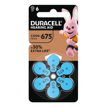 Duracell EasyTab 675 PR44 Pilhas de zinco-ar para aparelhos auditivos, pack de 6 167346