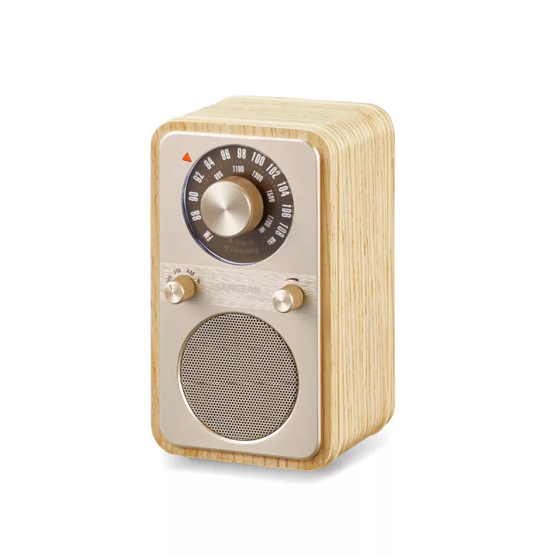Sangean WR-9 Rádio portátil FM/AM com Bluetooth, caixa em madeira de freixo verdadeira em branco