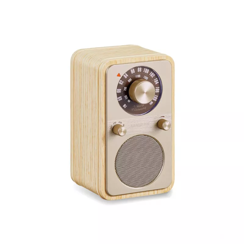 Sangean WR-9 Rádio portátil FM/AM com Bluetooth, caixa em madeira de freixo verdadeira em branco