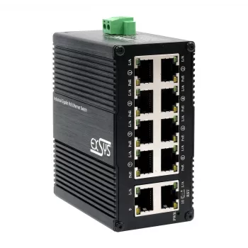 EXSYS Switch industrial Gigabit PoE+ Mini de 10 portas, gerido via web (EX-62036MPOE)