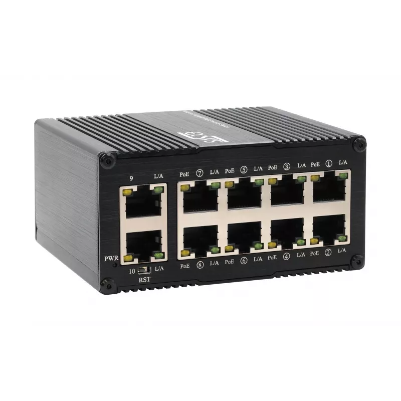 EXSYS Switch industrial Gigabit PoE+ Mini de 10 portas, gerido via web (EX-62036MPOE)