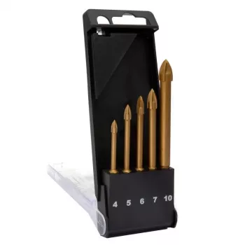 C.K Tools T3059 Conjunto de brocas para vidro, 5 peças (4-10 mm), ponta de carboneto de tungsténio, para vidro, azulejos, cerâmica, porcelana, espelhos