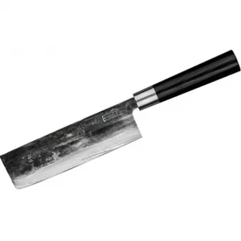 SAMURA SP5-0220 Conjunto de 3 facas de cozinha, lâminas em aço inoxidável AUS-8, cabos em ABS preto, faca de descascar, multiusos e de chef