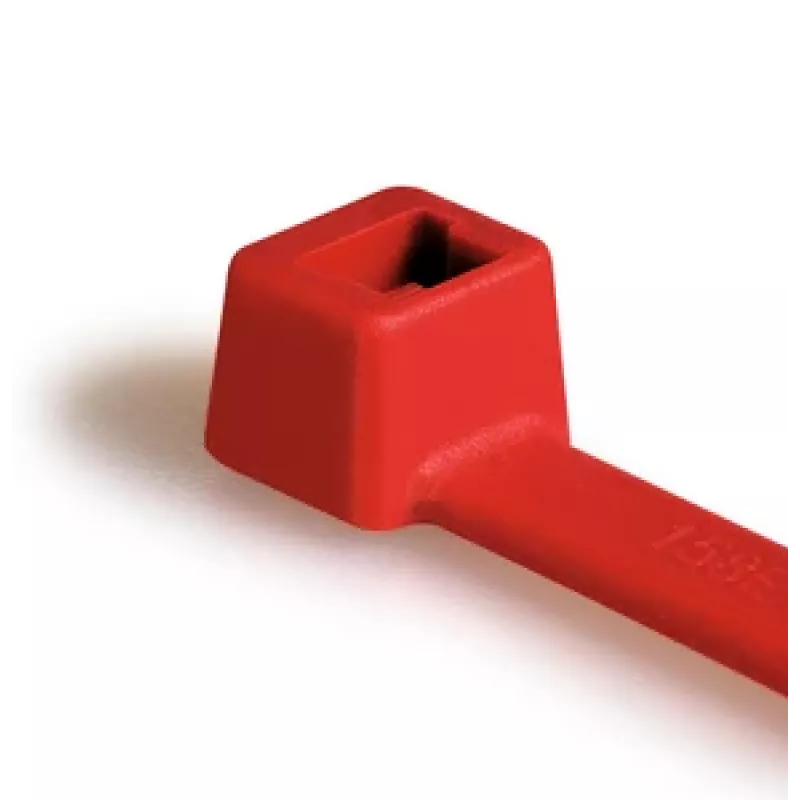 HellermannTyton T30R-PA66-RD Abraçadeira vermelha com dentes interiores, 150 mm x 3,5 mm, PA66, 100 unidades 111-03004