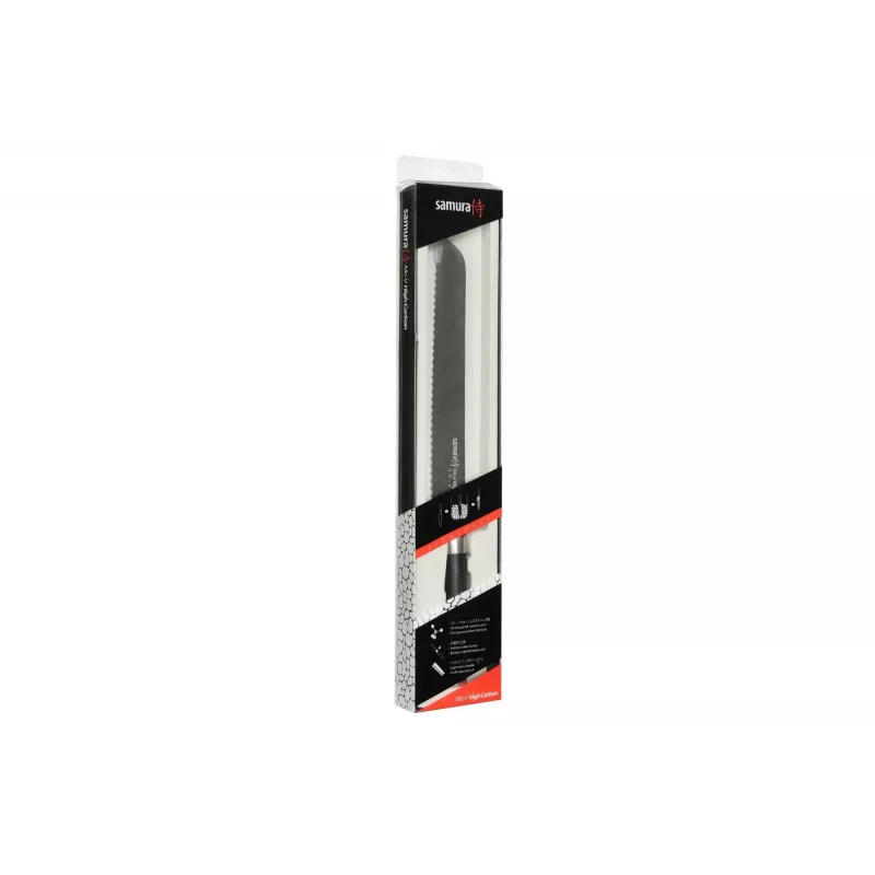 SAMURA Harakiri Faca de pão 230 mm Stonewash aço AUS-8 com serrilha, cabo em ABS preto