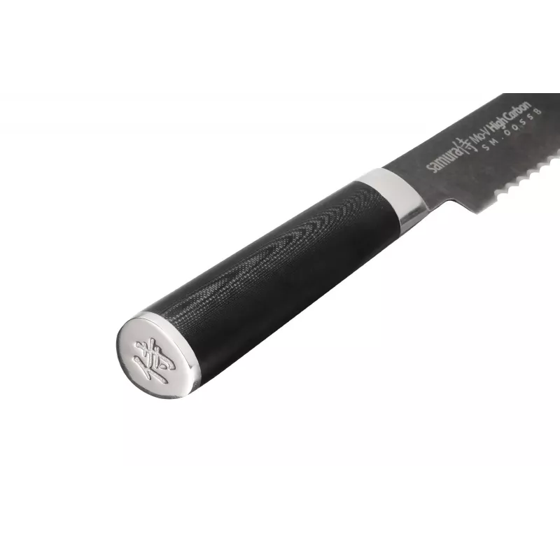 SAMURA Harakiri Faca de pão 230 mm Stonewash aço AUS-8 com serrilha, cabo em ABS preto
