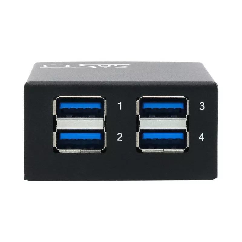 EXSYS Hub USB 3.2 Gen1 de 4 portas em metal com proteção ESD de 15KV (EX-11240HMS)
