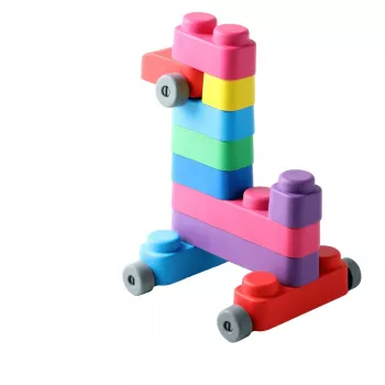 Gerardo's Toys Blocos macios com rodas, 33 peças (25 blocos + 8 peças com rodas)