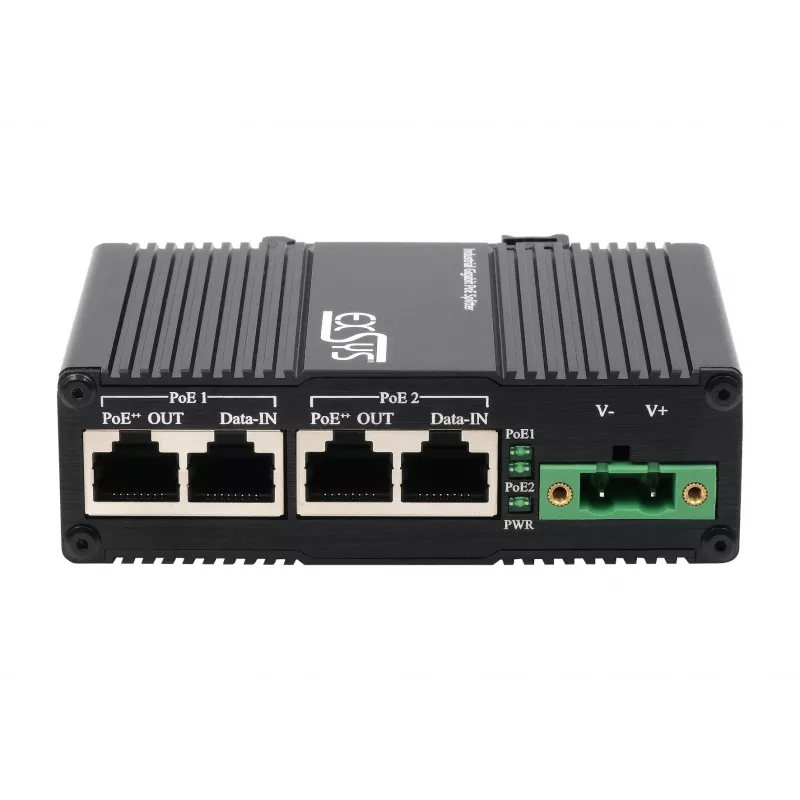 EXSYS Injetor PoE++ de 2 portas 10 Gigabit 90W, -40°C a +80°C (EX-60350)
