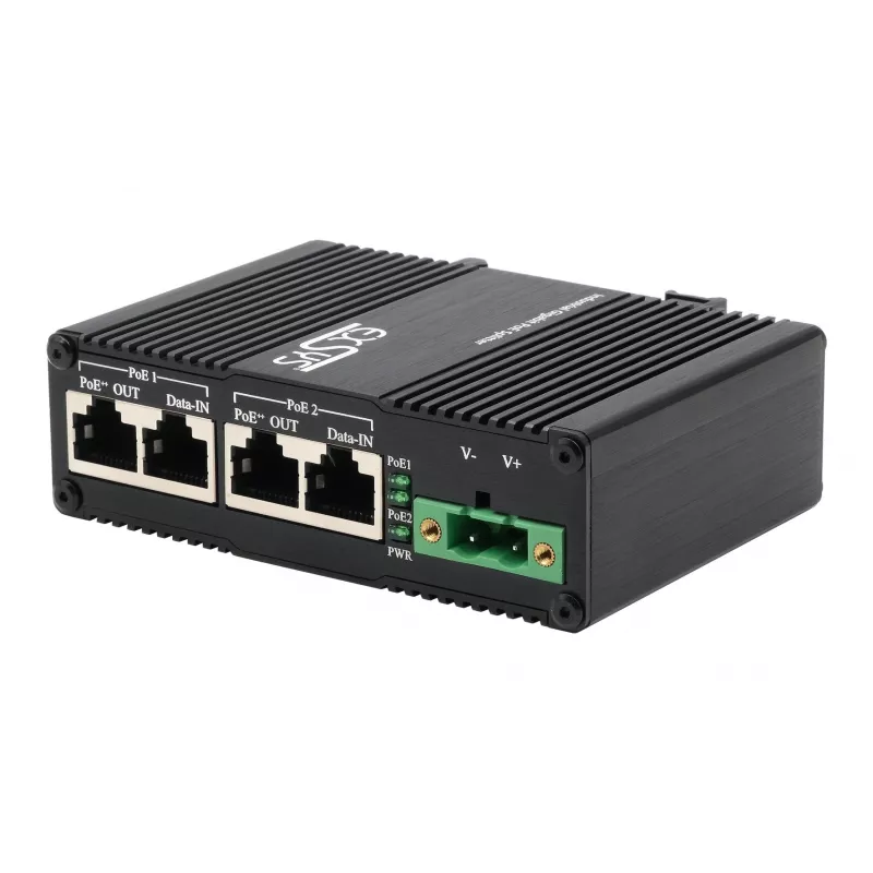 EXSYS Injetor PoE++ de 2 portas 10 Gigabit 90W, -40°C a +80°C (EX-60350)