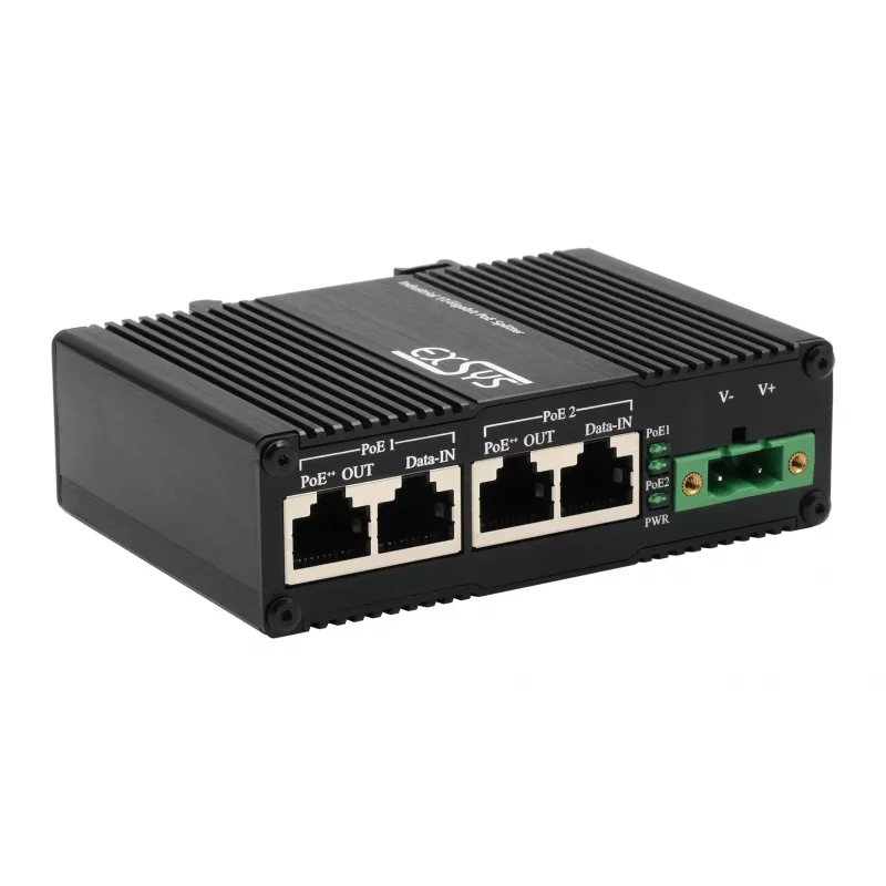 EXSYS Injetor PoE++ de 2 portas 10 Gigabit 90W, -40°C a +80°C (EX-60350)