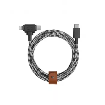 Cabo trançado Native Union Belt Cable Duo USB-C para USB-C/Lightning 1,5 m preto