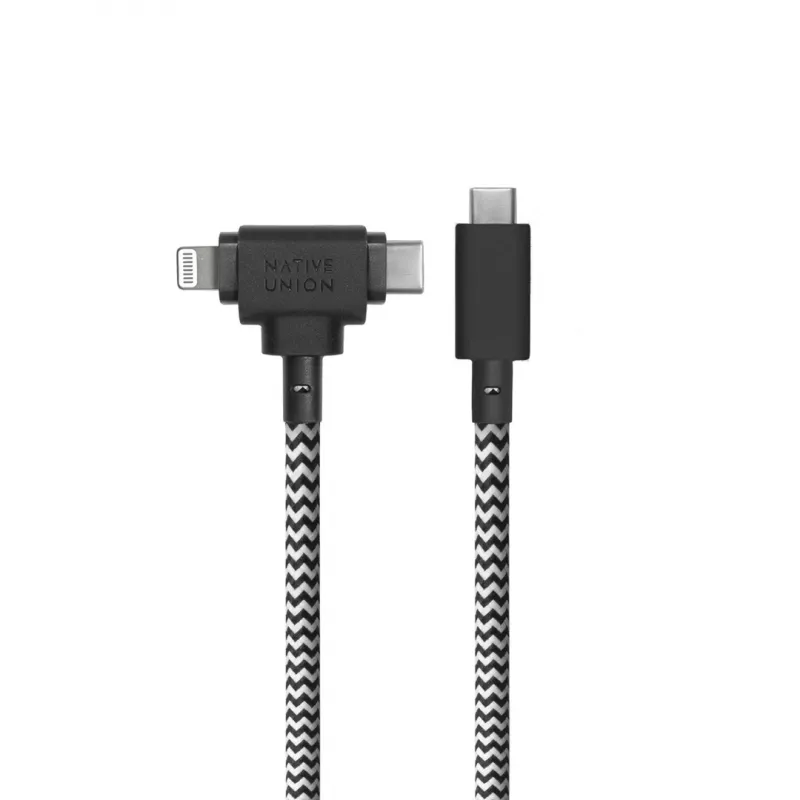 Cabo trançado Native Union Belt Cable Duo USB-C para USB-C/Lightning 1,5 m preto