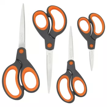 Rapesco Soft Grip conjunto de tesouras, 4 peças, lâminas de aço inoxidável, tamanhos variados 1577