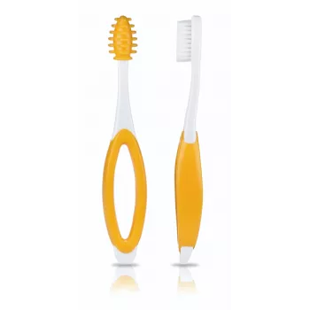Kidsme conjunto de escovas de dentes para bebé 3 fases com escudo de segurança, aqua
