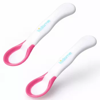 Kidsme colheres para bebé com indicador de temperatura, lavanda, pack de 2, 6+ meses