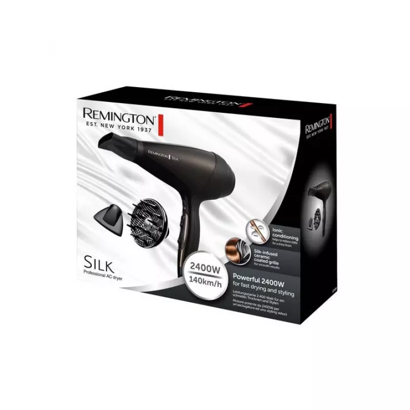 Secador de cabelo Remington Silk AC, 2400W, preto