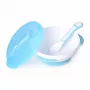 Conjunto de alimentação para bebé Kidsme com tigela com ventosa, tampa e colher térmica, aquamarina, 9+ meses