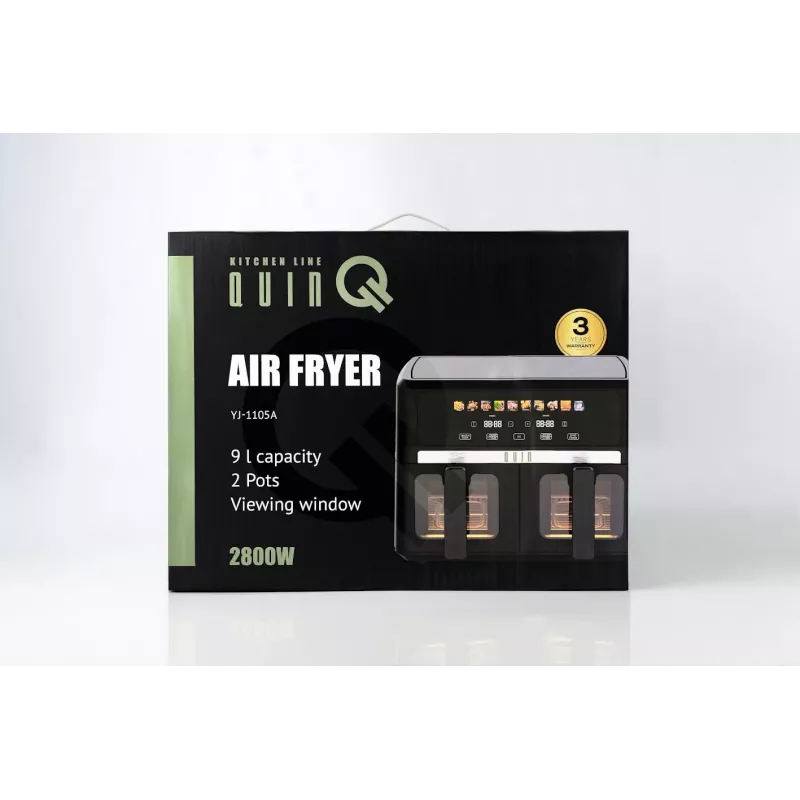 QUIN 9L Fritadeira de ar quente digital 1800W preta