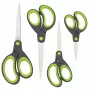 Rapesco conjunto de tesouras Soft Grip, 4 peças, lâminas de aço inoxidável, cabos ergonómicos, 21cm/17cm/13cm/9cm, preto/cinzento 1576