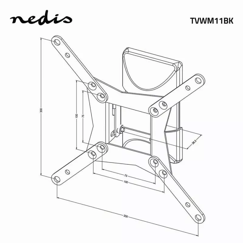 Nedis suporte de parede para TV de movimento total para ecrãs de 32-65 polegadas, 35 kg, VESA até 400x400, preto