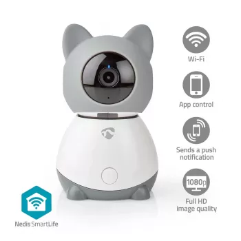Nedis WIFICI30CGY câmara de vigilância IP sem fios para interior – 720p HD, visão noturna, áudio bidirecional