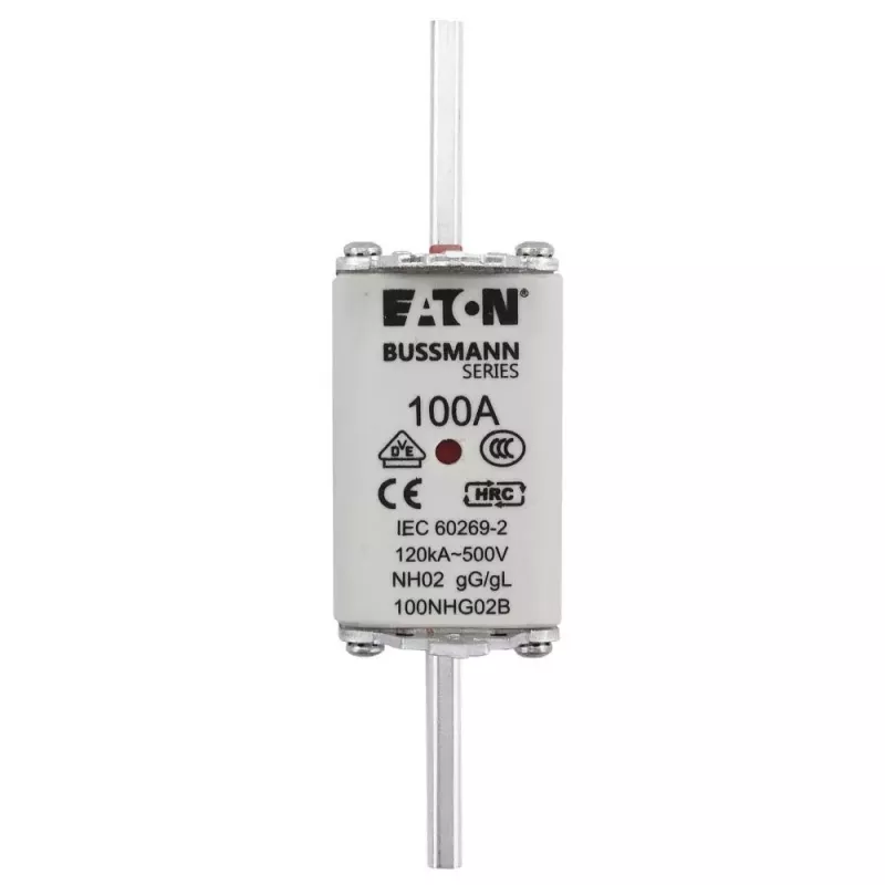 Eaton 100NHG02B fusível NH D02 100 A 500 V gG com indicador mecânico, pack de 3
